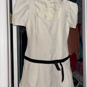 Lush Cream Mini Dress with Black Accent